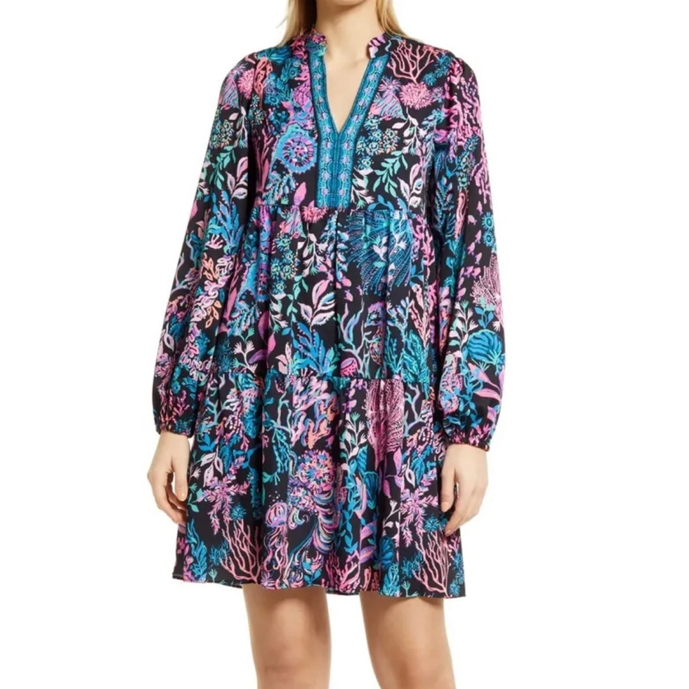 NWT Lilly Pulitzer Arella Dress Onyx Twilight Coral Engineered Small